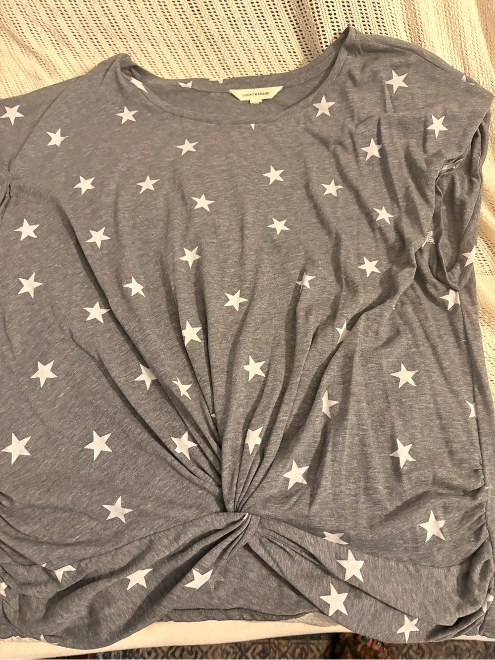 Lucky Brand Blue Star Twist-Front Short Sleeve Tee